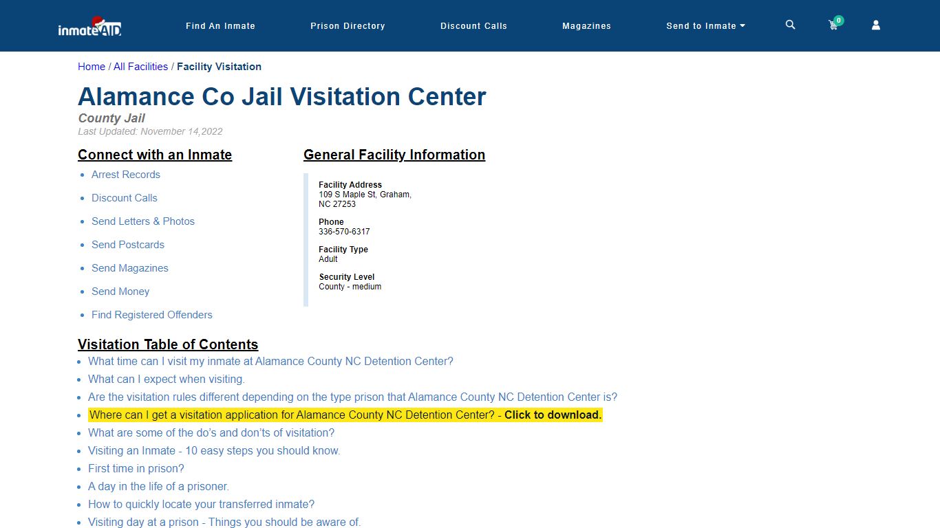 Alamance County NC Detention Center | Visitation, dress code & visiting ...